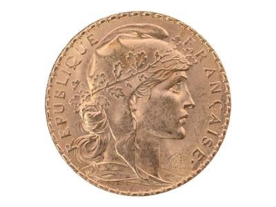 Pièce de 20 francs or au coq de 1909. Usures. - Photo 1