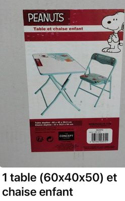 peanuts folding table 60x40x50 et chaise enfant