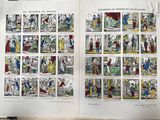 an open book with pictures of people and animals on it