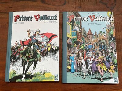 deux bandes dessinées sont assises l'une à côté de l'autre sur une table