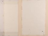 two pieces of paper taped to the wall of a room