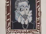 tableau représentant un homme barbu et moustachu, dans un cadre