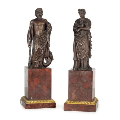 Paire DE Sculptures EN Bronze PatinÉ, 19e SIÈCle