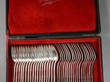 silverware in a red case on a white surface