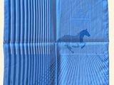 un gros plan sur une pochette rayée bleue et blanche