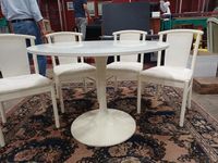 Table ronde en bois stratifié blanc, piétemen et support en … (photo 2)