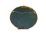 a small blue plate on a stand on a white background
