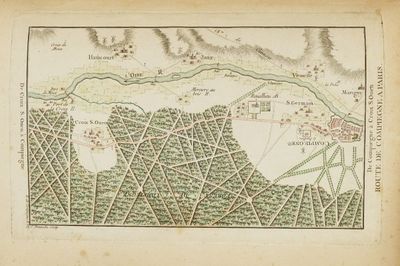 une vieille carte d'une ville traversée par une rivière