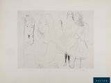 Deux dessins représentant une femme et un homme sont présentés dans un cadre blanc.