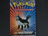 une image d'une carte à collectionner Pokémon sur laquelle figure un chien en noir et blanc