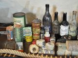 many different types of alcohol bottles on a tray
