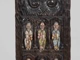 an image of a wooden chair with a group of people on it