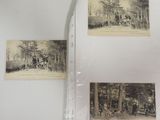 several old photos of people and animals in a wooded area