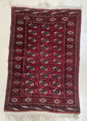 Tapis Turkmène (chaine, trame et velours laine) Turkménistan…