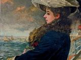 tableau représentant une femme sur un bateau, le regard tourné vers l'océan
