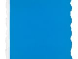 a piece of blue paper with torn edges on a white background