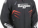 une veste noire avec un logo rouge et blanc dessus