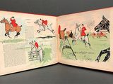 an open book with a picture of a man on horseback