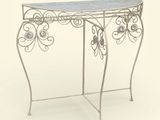 table console en fer forgé avec plateau en marbre bleu