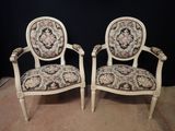 pair of louis xvi style armchairs with upholstered upholstered seats