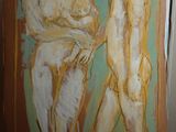 un tableau représentant deux nus debout l'un à côté de l'autre
