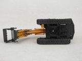 a black and yellow toy truck with a camera attached to it