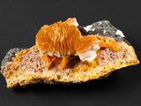 une tranche de pain garnie d'oranges, posée sur une surface noire