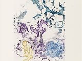 l'image d'un dessin représentant une femme en robe bleue