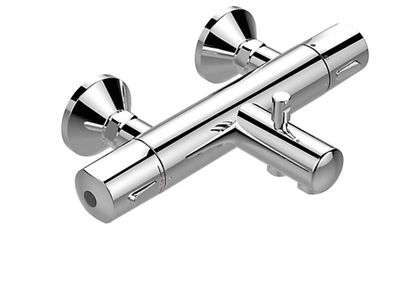 the two handles of the shower faucet are made of stainless steel