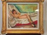 une peinture représentant une femme nue allongée sur un lit