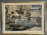 une image d'une peinture de bateaux dans l'eau