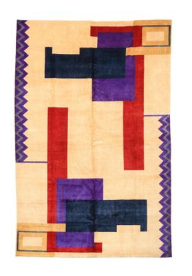 Tapis dans le goût Art Déco en laine réalisé à la main.