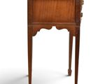 an old wooden table with a marble top on a white background