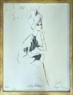 l'image d'un dessin représentant une femme en robe blanche