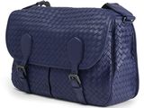 the small blue bag has two buckles on each side of it