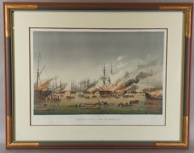 Charles LEDUC (1831-1911). 'Incendie dans le port de Bordeau… - Photo 1