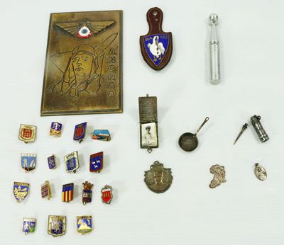 a lot of items that are laying out on the table