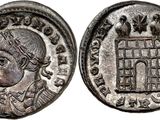 a silver coin with an image of a man in a cage on it