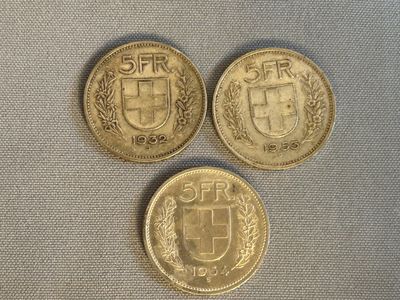 trois types différents de pièces d'or posées sur un tissu bleu