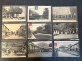 plusieurs vieilles photographies en noir et blanc d'une gare