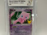 a close up of a pokemon card in a plastic case