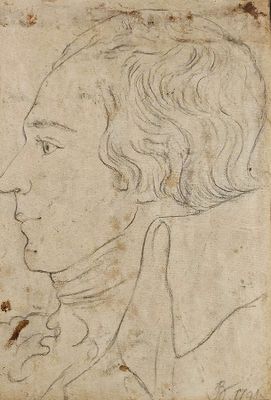 un vieux dessin représentant un homme dont la tête est tournée sur le côté