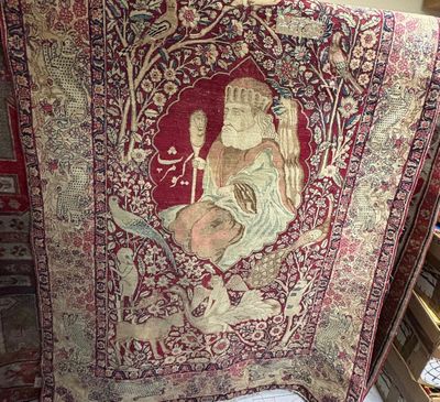 a rug that has a picture of a woman on it
