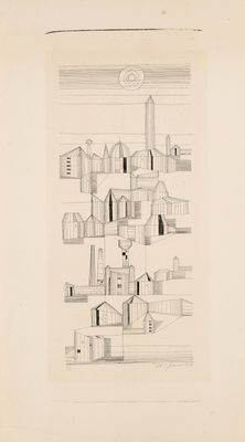 dessin représentant un bâtiment surmonté d'une horloge