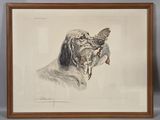 a drawing of a dog with a bird in its mouth