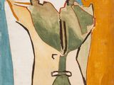 an image of a painting of a woman with a green tie