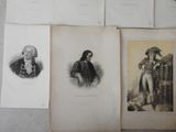 several old books with pictures of people on them sitting on top of a table