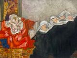 une image représentant un tableau où l'on voit trois femmes assises sur un canapé