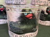 three buckets of rubber ducks sitting on a table