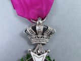 purple ribbon with a crown on top of it and a purple ribbon around the neck